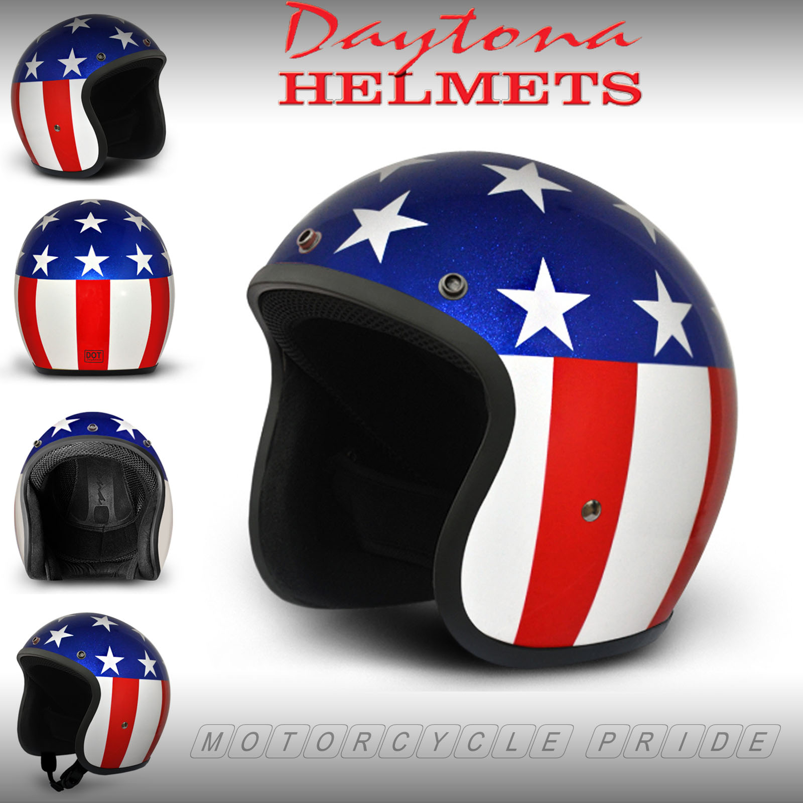 Captain America Open Face Helmet Easy Rider 3/4 Helmet Low Profile